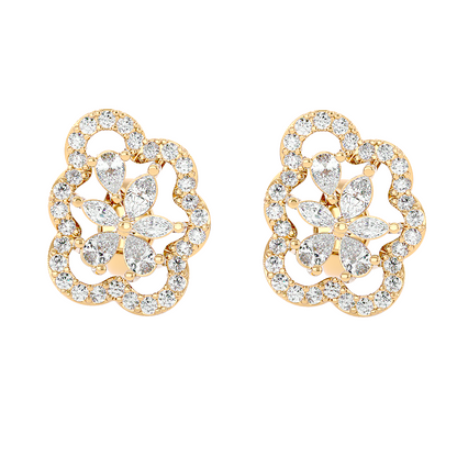 Teardrop & Round Halo Earrings