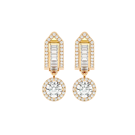 Baguette & Round Halo Dangles