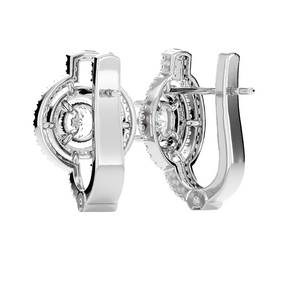 Solitaire Round Double Halo Studs Earrings