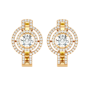 Solitaire Round Double Halo Studs Earrings