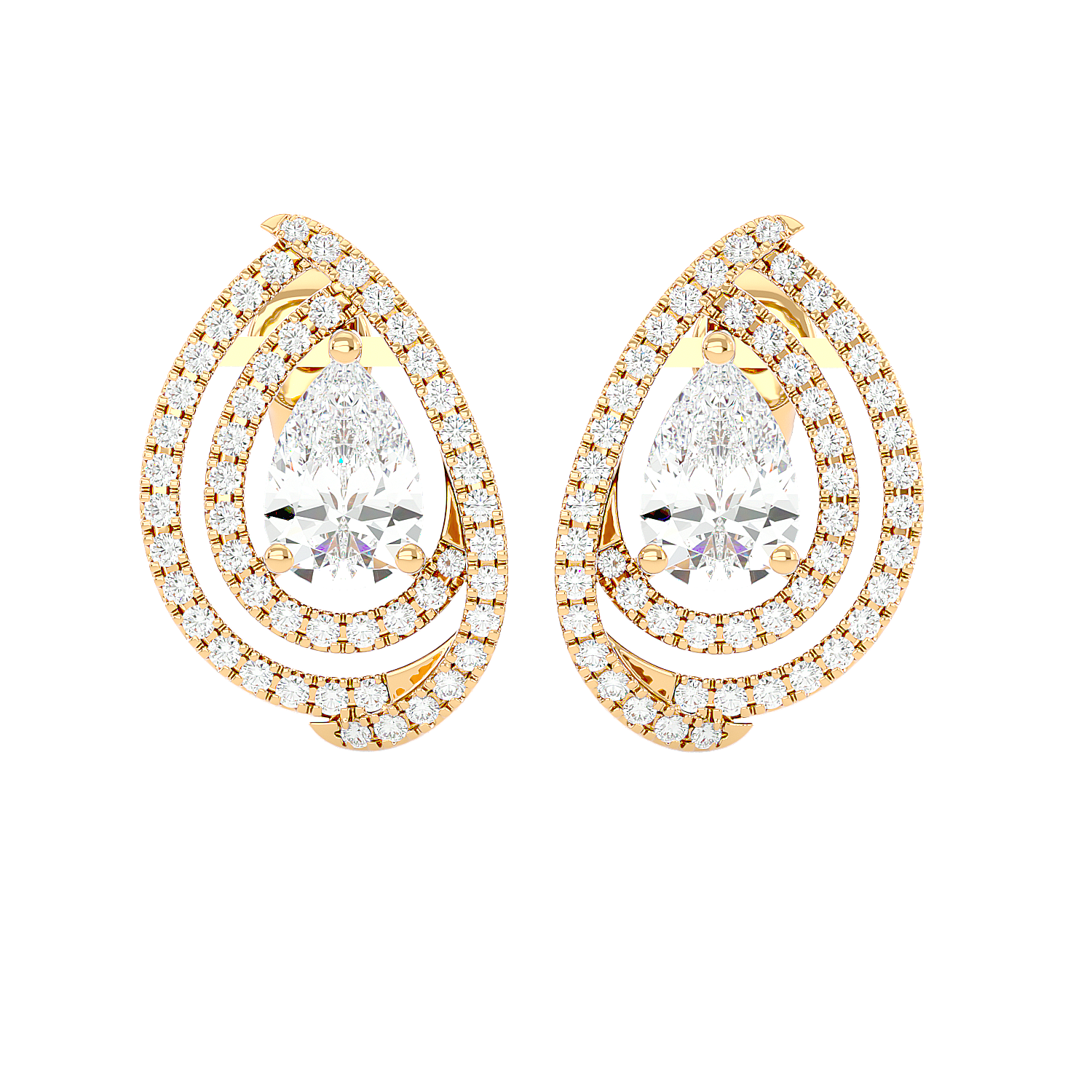 Double Halo Pear Studs