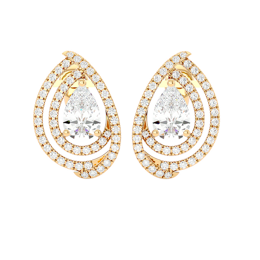 Double Halo Pear Studs