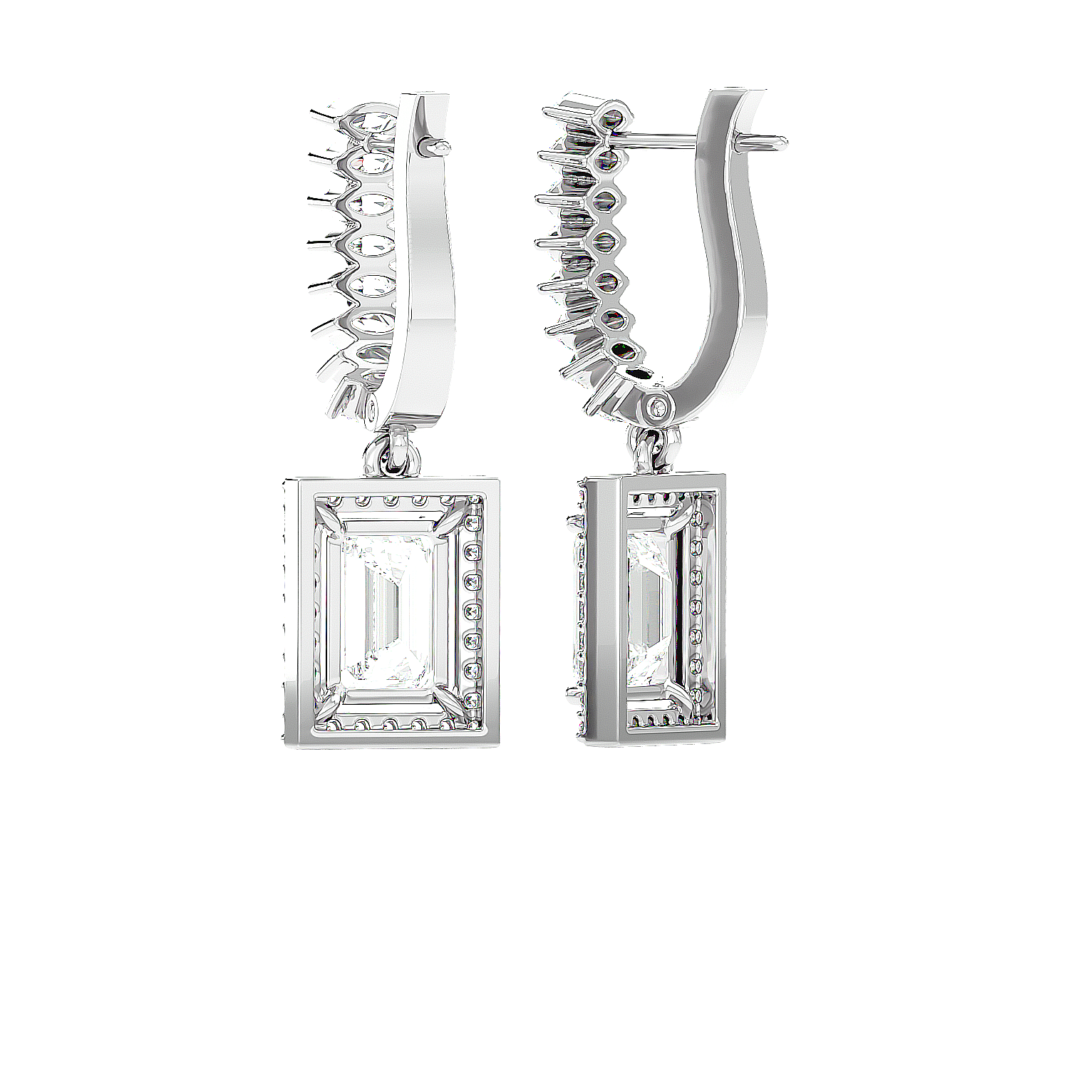 Marquise and Emerald Solitaire Earrings